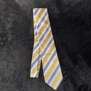 DONALD J TRUMP‎ Signature Collection Neck Tie Mens Silk Plaid Yellow Blue Stripe